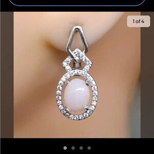 Authentic Pink Opal White Sapphire Drop Earringz